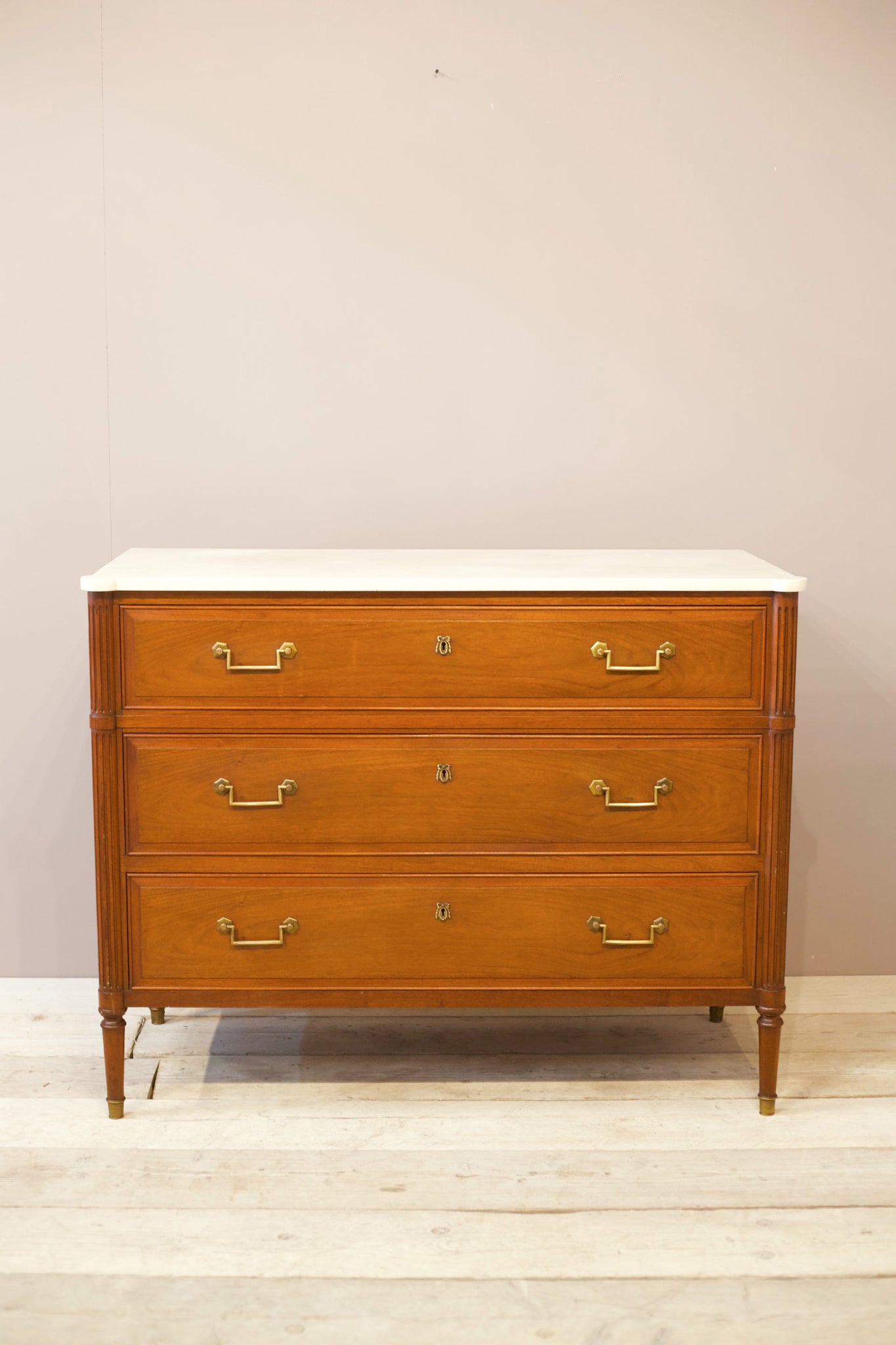 Early 20th century mahogany and marble chest of drawers