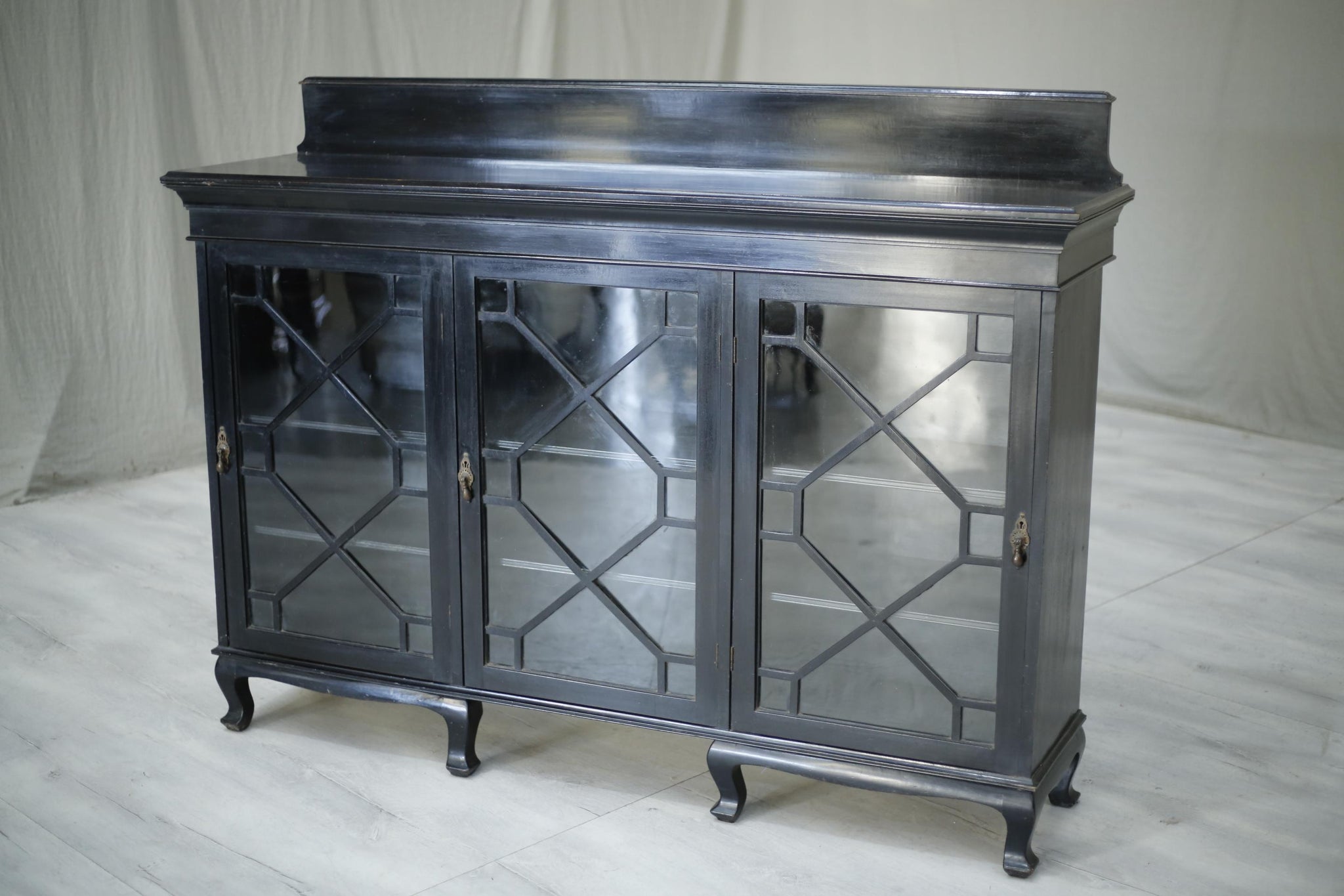 Antique Victorian Ebonised bookcase with astral glazed glass