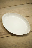 Vintage white porcelain serving plate - Moulded detail