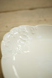 Vintage white porcelain serving plate - Moulded detail