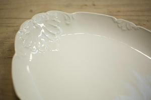 Vintage white porcelain serving plate - Moulded detail