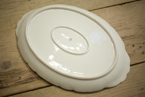 Vintage white porcelain serving plate - Moulded detail