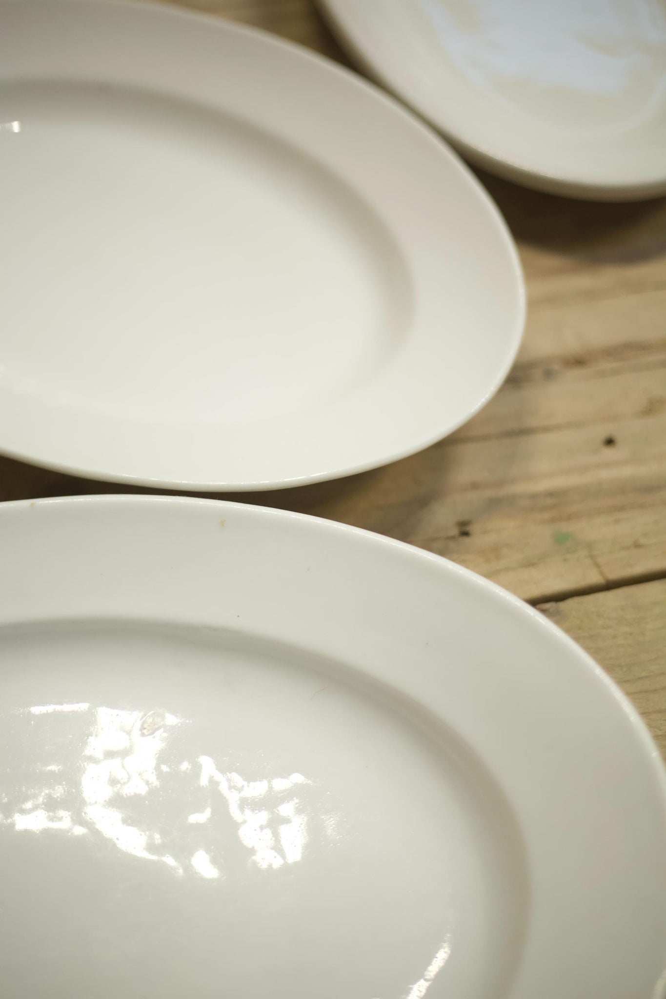 Vintage Graduated trio of white porcelain serving plates