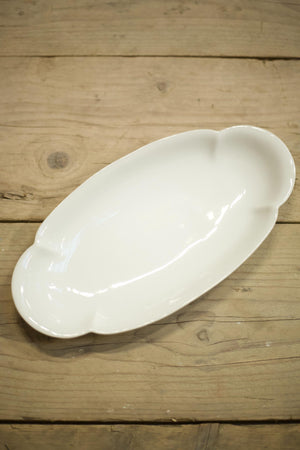 Vintage white porcelain scalloped edge serving plate