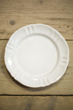 Vintage French White porcelain dinner plates - pink edge