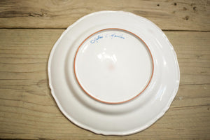 Vintage French White porcelain dinner plates - pink edge