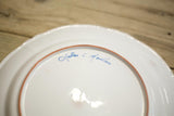 Vintage French White porcelain dinner plates - pink edge