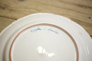 Vintage French White porcelain dinner plates - pink edge