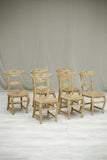 Set of 6 antique Spanish rush seated and painted dining chairs