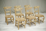 Set of 6 antique Spanish rush seated and painted dining chairs