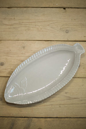 Vintage French Grey glazed fish serving plate