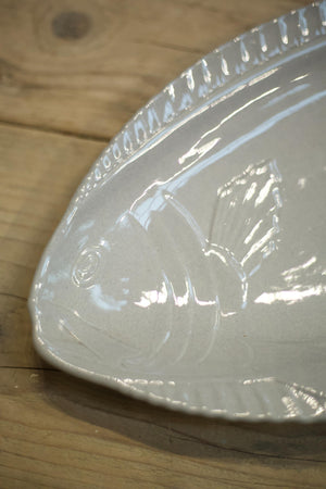 Vintage French Grey glazed fish serving plate