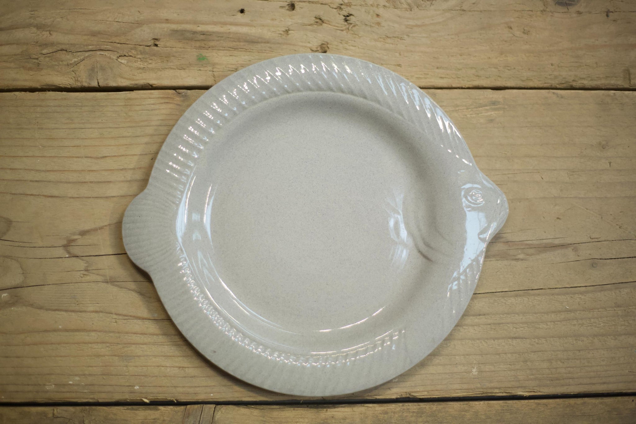 Vintage French grey glazed fish dinner plates