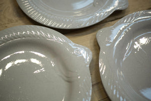 Vintage French grey glazed fish dinner plates