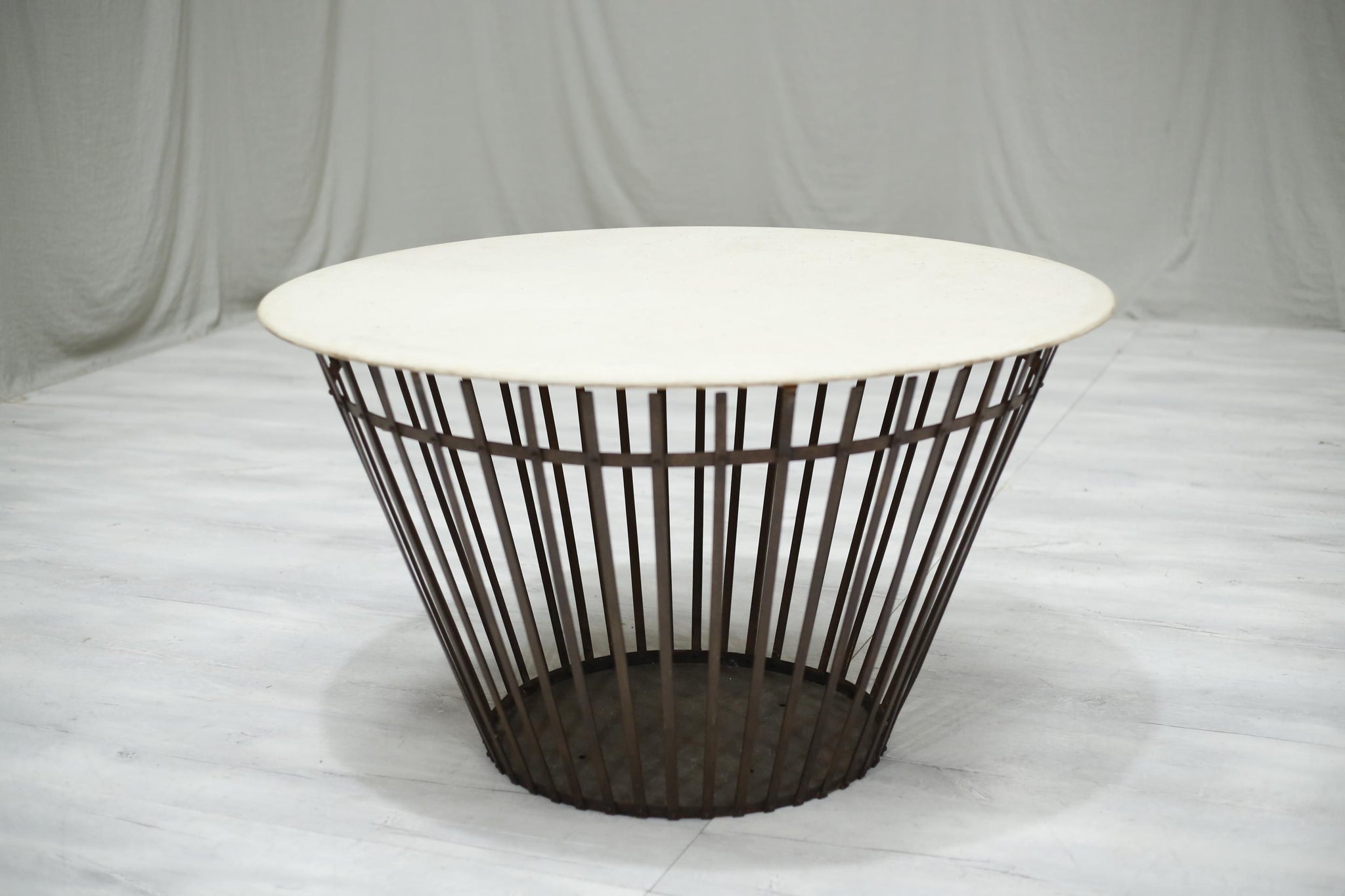 Mid century iron and faux stone centre table