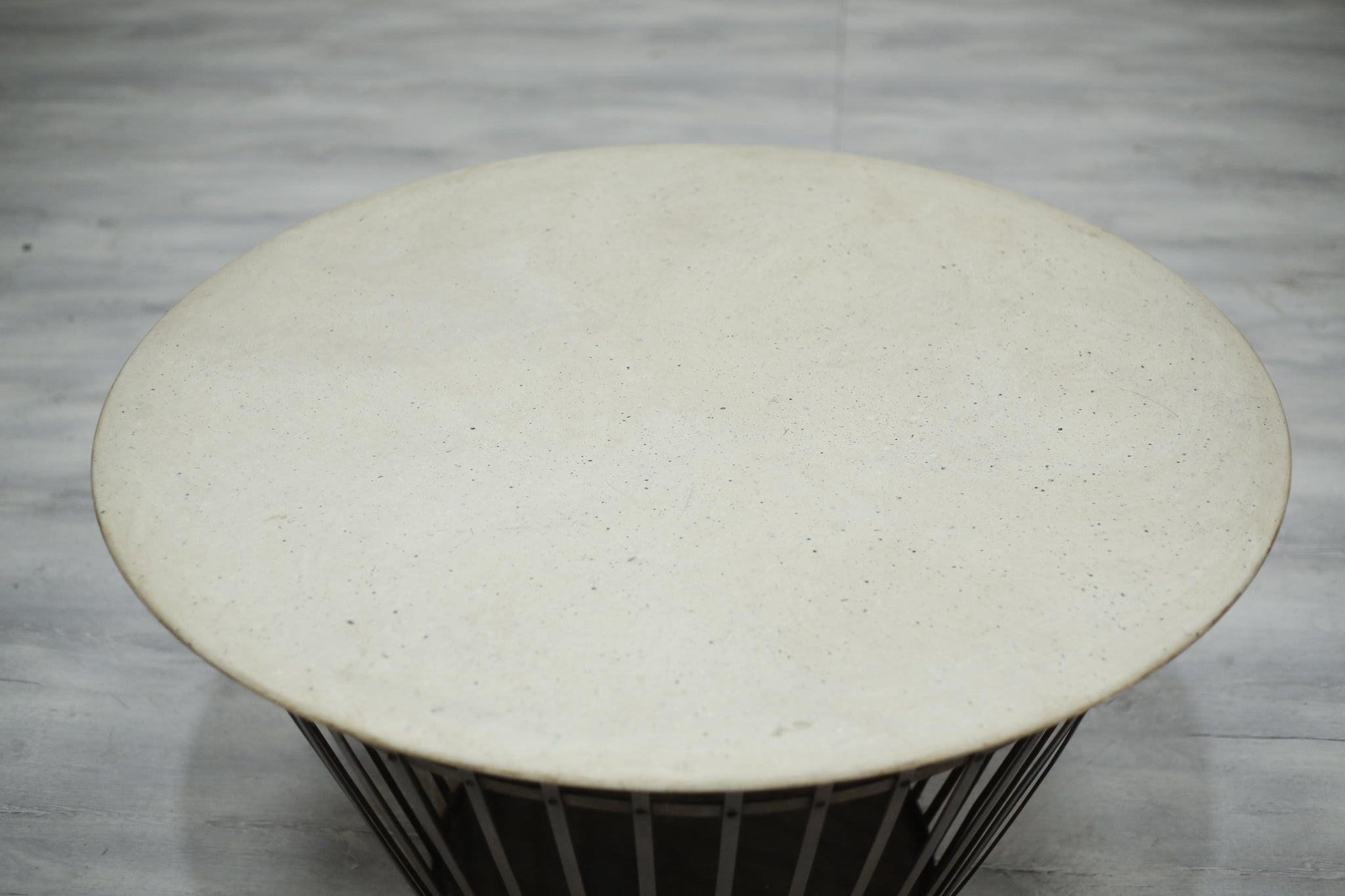 Mid century iron and faux stone centre table