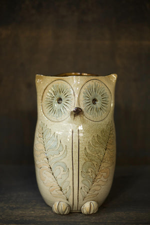 20th century studio pottery owl vase by Michel Bailly