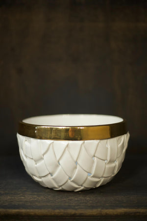 20th century Italian basket weave pottery bowl