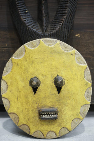 20th century African tribal mask from Ivory Coast- Yellow