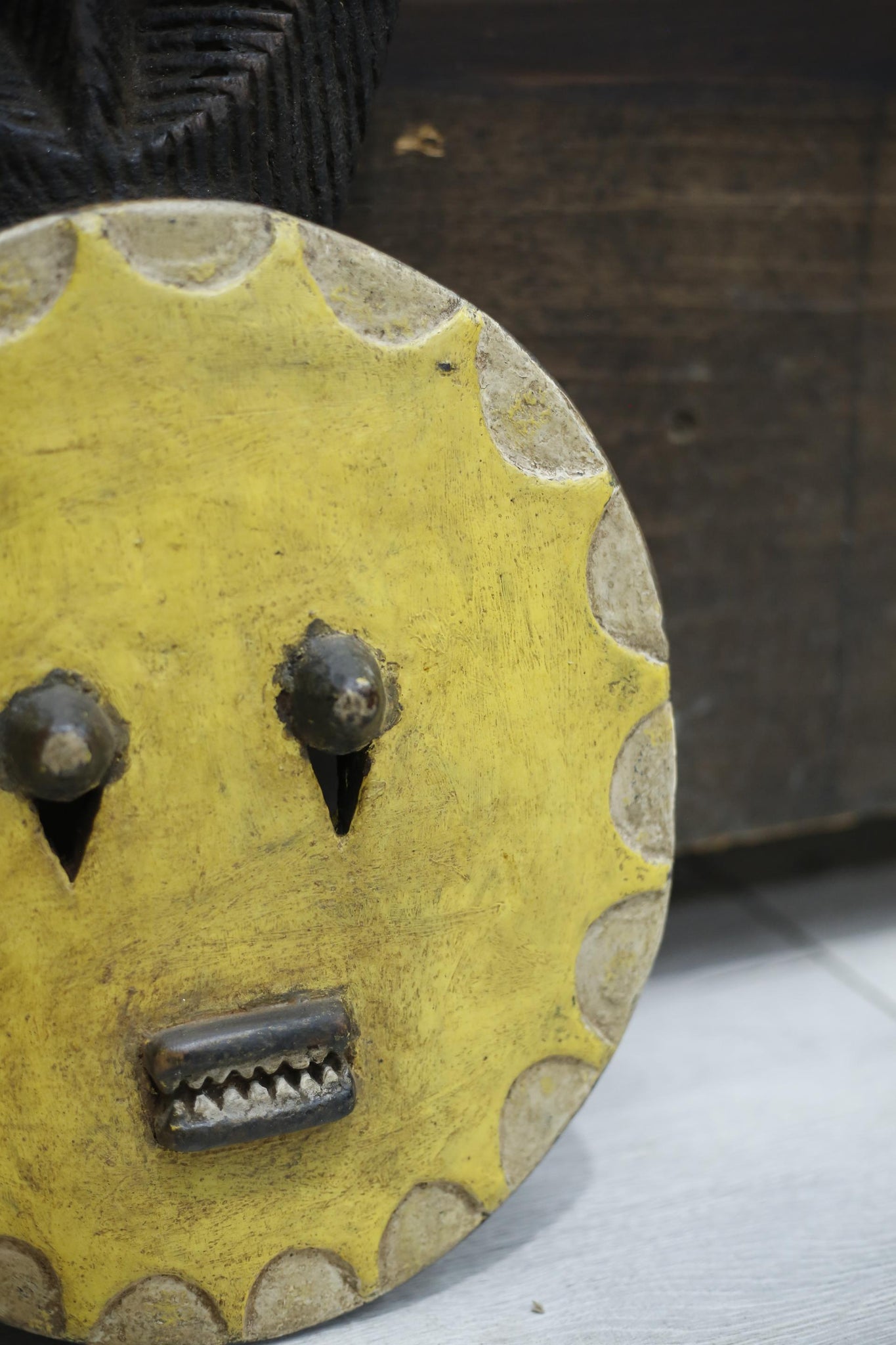 20th century African tribal mask from Ivory Coast- Yellow