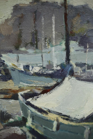 20th century Single boat oil on canvas
