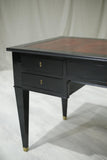 Early 20th century antique leather topped ebonised desk