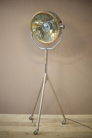 20th century Chrome and brass medical floor lamp