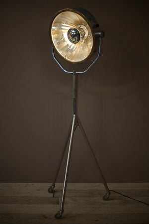 20th century Chrome and brass medical floor lamp