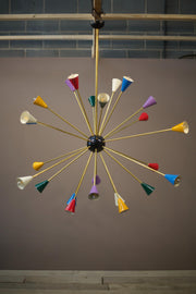 Mid century Italian brass armed atomic chandelier - TallBoy Interiors