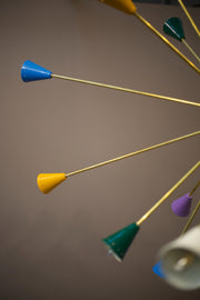 Mid century Italian brass armed atomic chandelier - TallBoy Interiors