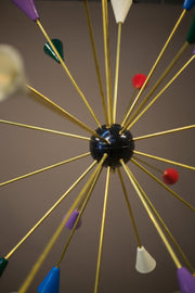 Mid century Italian brass armed atomic chandelier - TallBoy Interiors