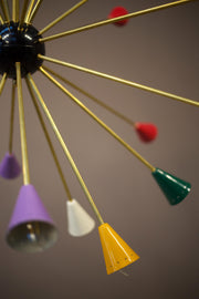 Mid century Italian brass armed atomic chandelier - TallBoy Interiors