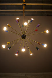 Mid century Italian brass armed atomic chandelier - TallBoy Interiors