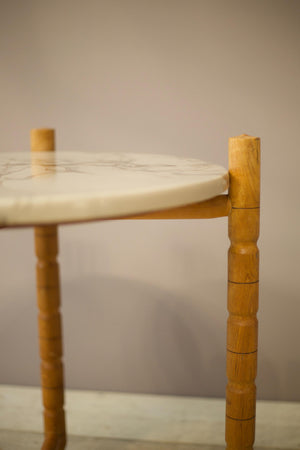 20th century pine and polished stone lamp table