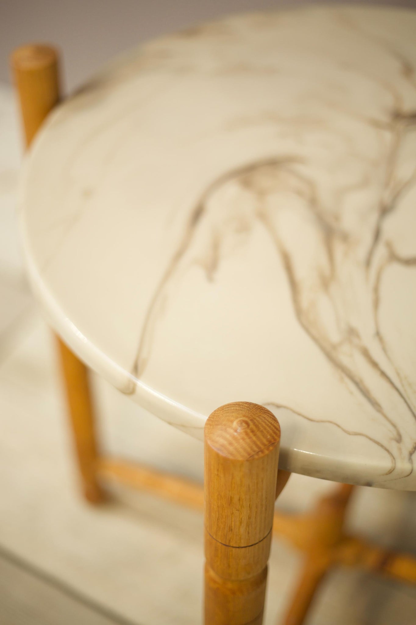 20th century pine and polished stone lamp table