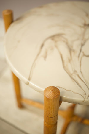 20th century pine and polished stone lamp table