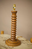 20th century Turned teak table lamp- Tall