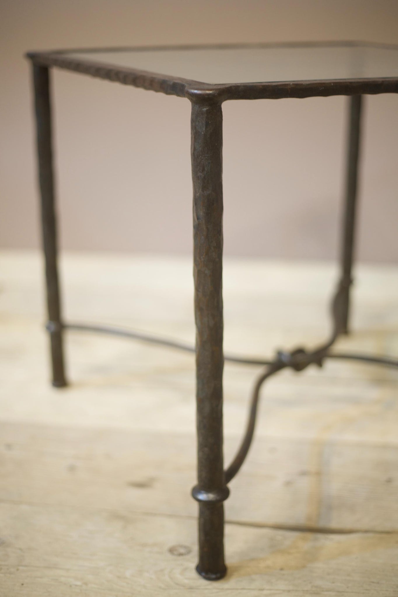 Mid century hand beaten iron side table