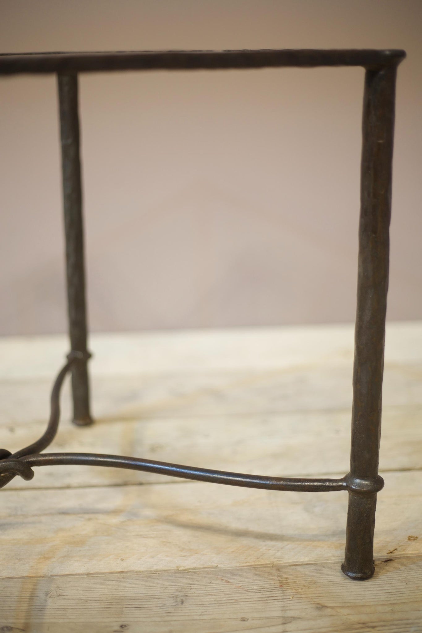 Mid century hand beaten iron side table