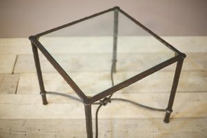 Mid century hand beaten iron side table