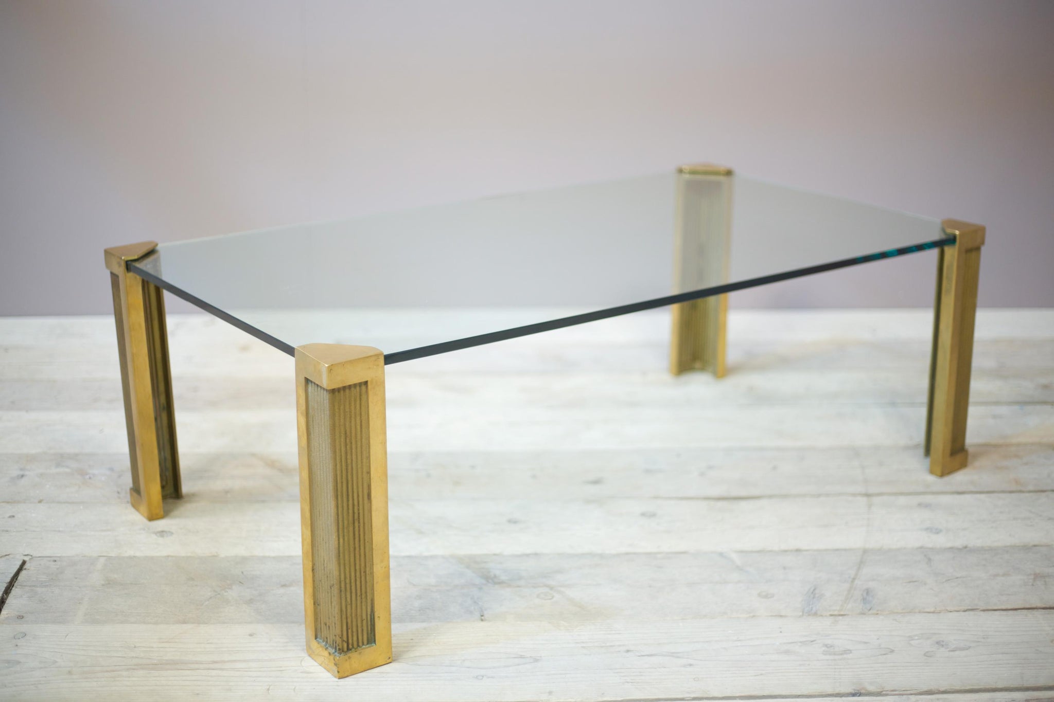 Mid century bronze and glass coffee table by Peter Ghyczy