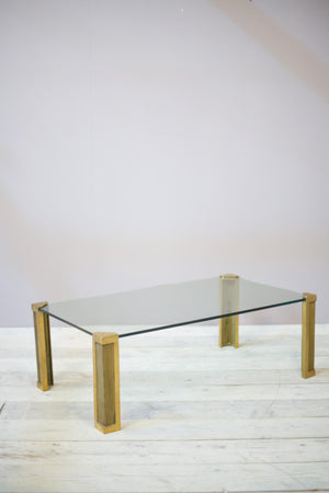 Mid century bronze and glass coffee table by Peter Ghyczy