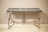 20th century iron and black marble console table