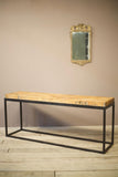 20th century metal and oak console table
