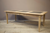 20th century Oak and fossil marble dining table