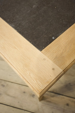 20th century Oak and fossil marble dining table