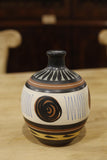 Studio pottery vase- Black with bold boarder