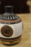 Studio pottery vase- Black with bold boarder