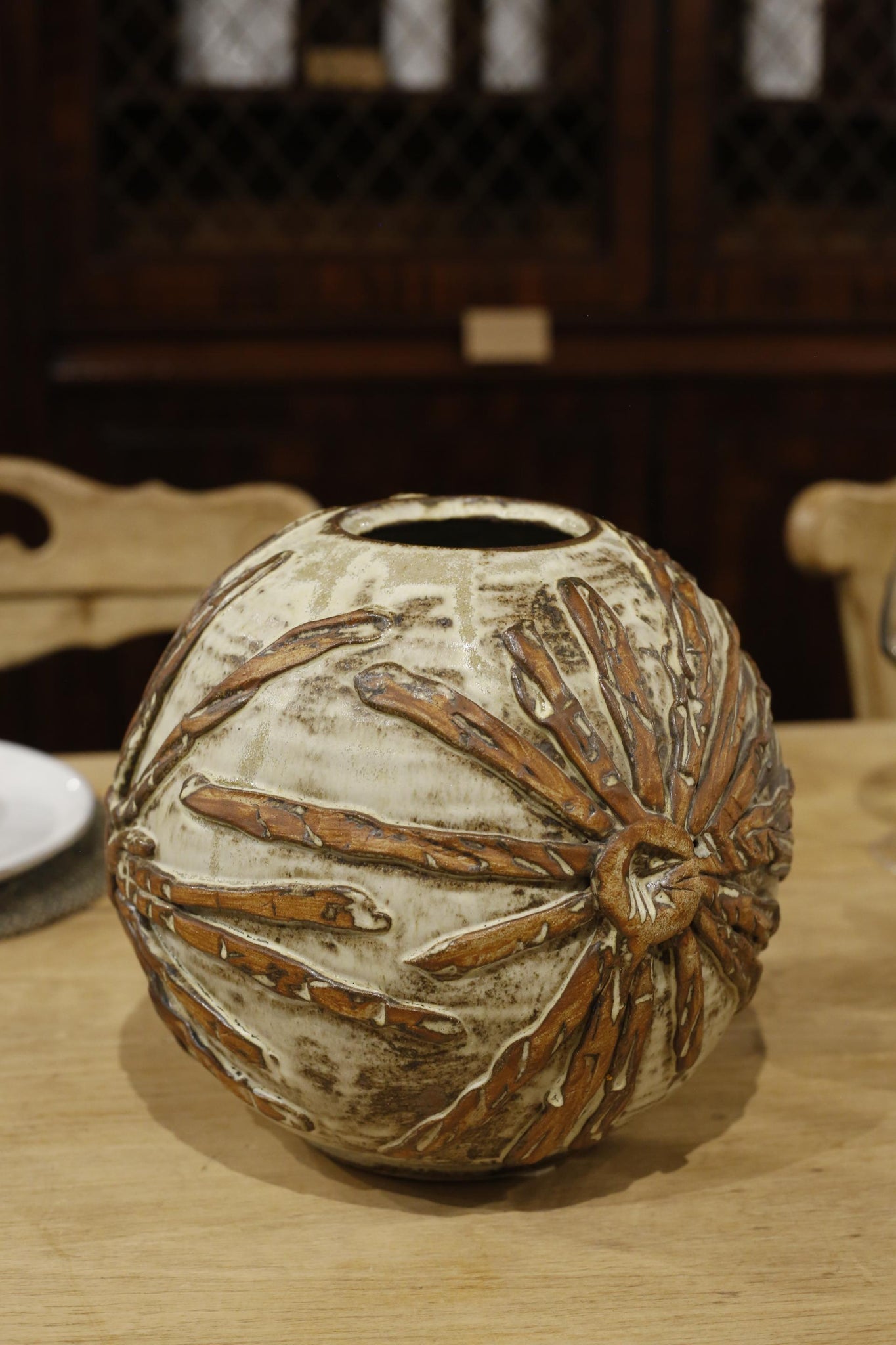 Studio pottery vase- Brutalist globe