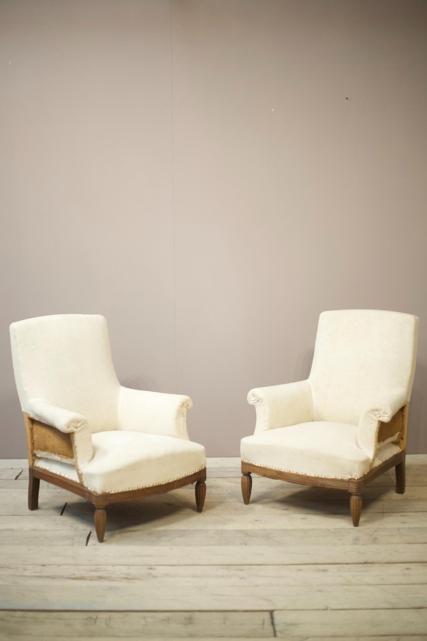 Pair of 19th century French armchairs with reeded legs